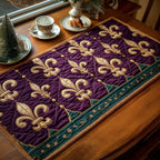 Royal Fleur-de-Lis quilted placemats – gold fleur-de-lis on purple