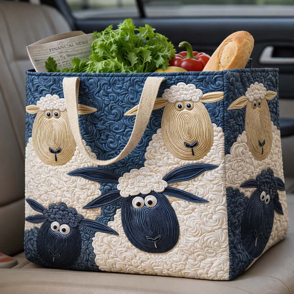 Curly Sheep quilted shopping bag – fluffy sheep