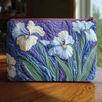 White Iris quilted purse – white irises on lavender