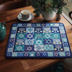 Star of David Patchwork quilted placemats – blue and white patchwork