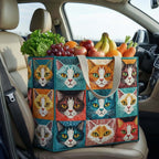 Quiet Whiskers quilted shopping bag – cat face squares