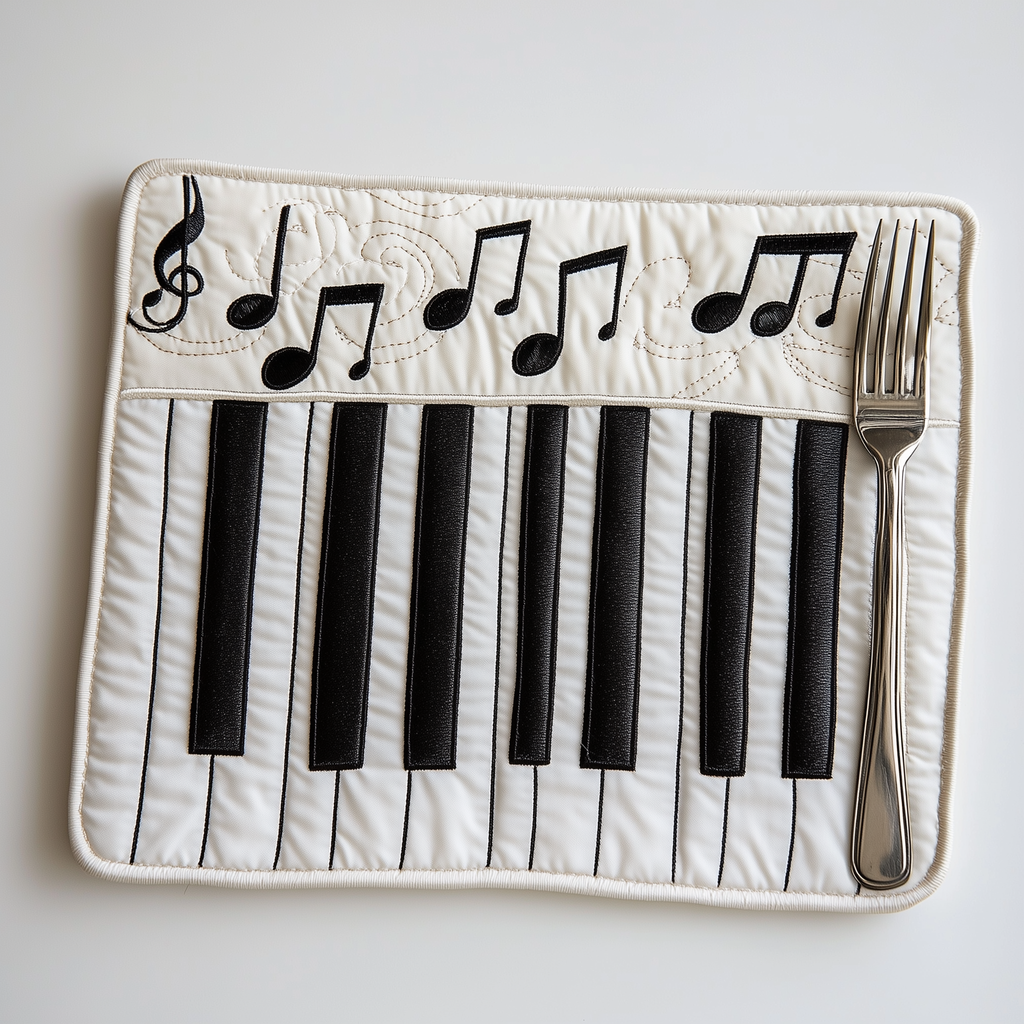 Treble Clef Keys quilted placemats – treble clef and keys