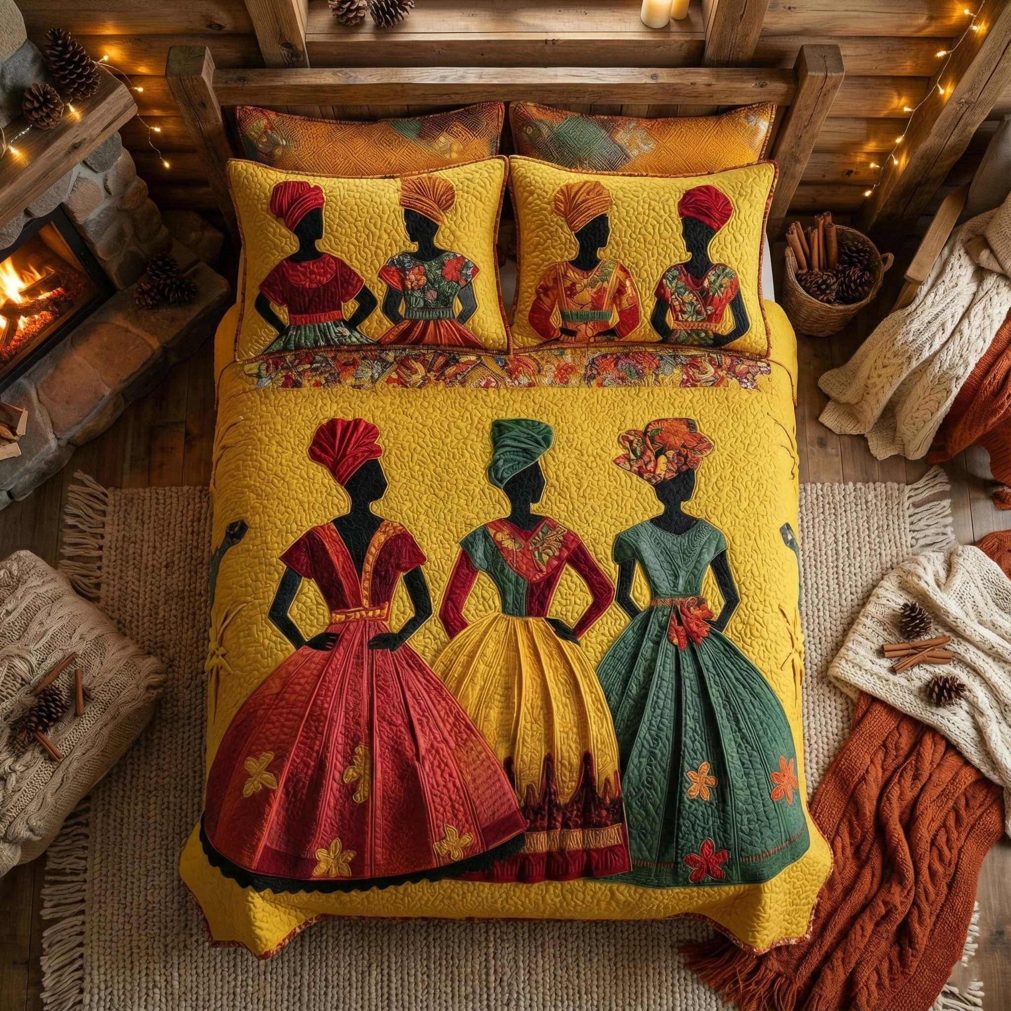 Two matching pillow shams from the Soulbound Roots quilted bedspread set