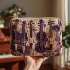 Plum Violin Row quilted purse – row of plum violins