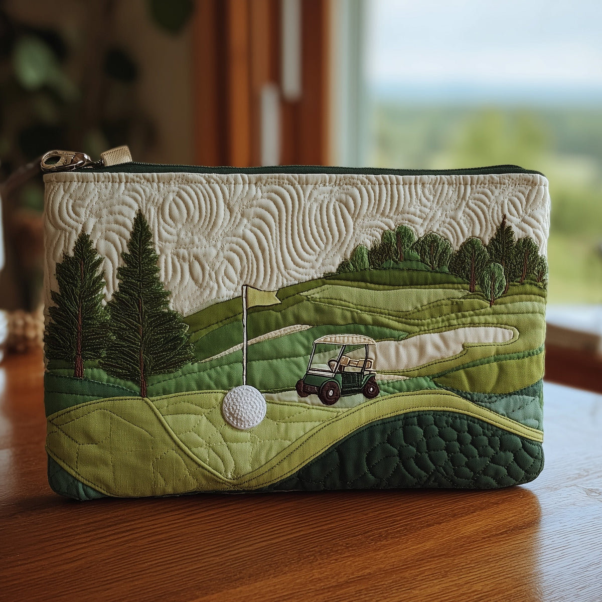Pine Fairway quilted purse – golf buggy by the pines