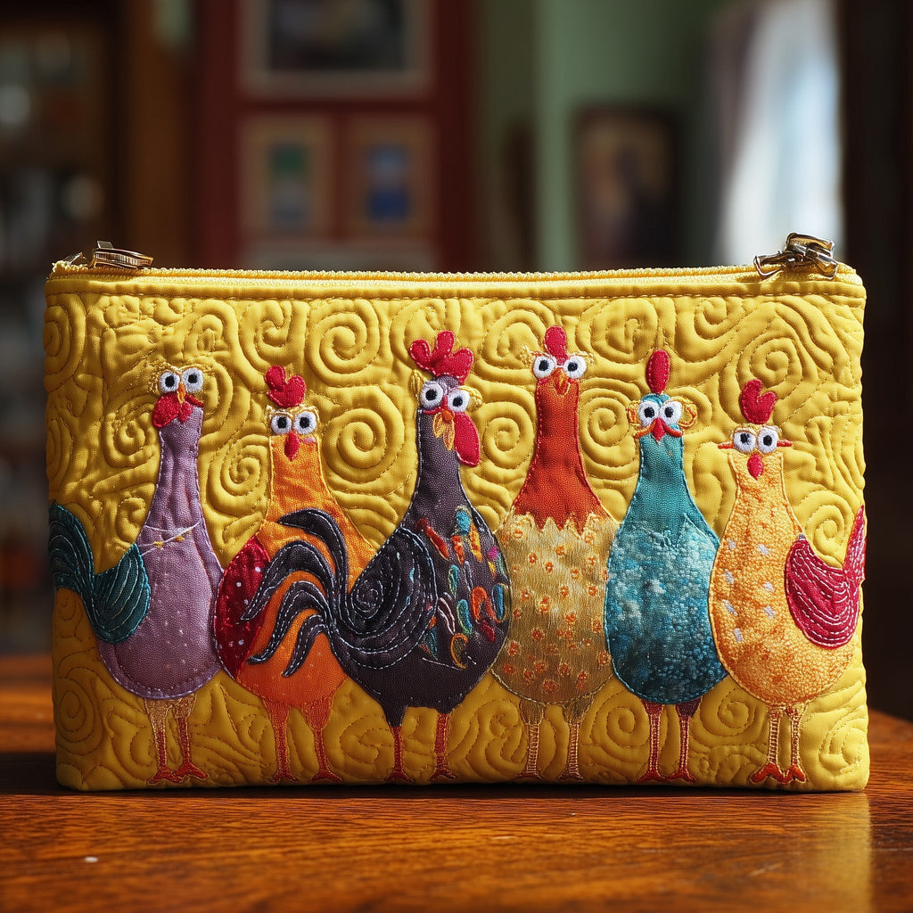 Speckled Hen Parade quilted purse – parade of speckled hens