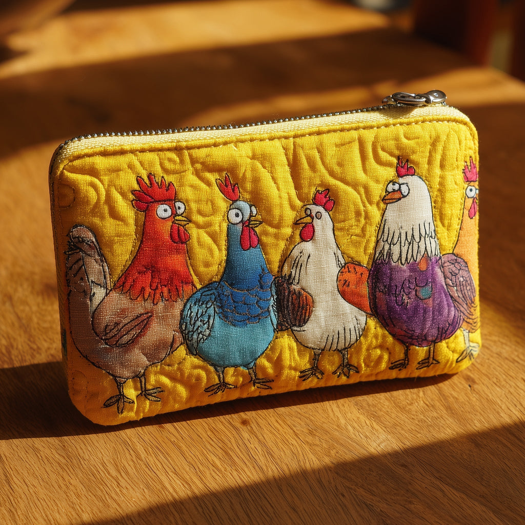 Farmyard Four quilted purse – four farmyard hens