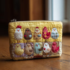 Chicken Patchwork Rows quilted purse – rows of little hens