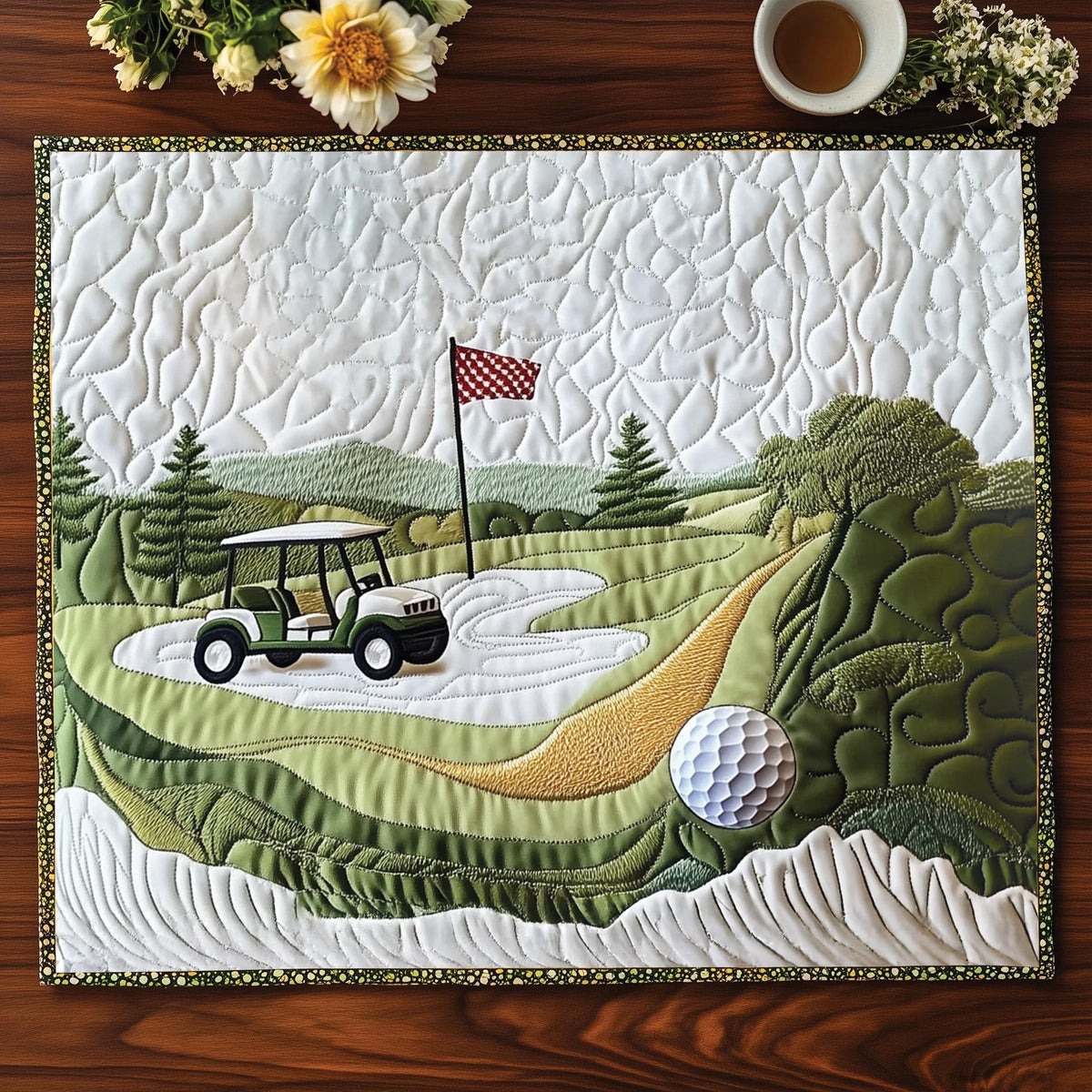 Fairway Dream quilted placemats – golf course scene