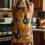 Speckled Hen Squares quilted apron – speckled hens