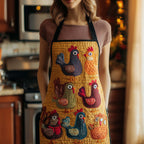 Hen Medley quilted apron – medley of hens