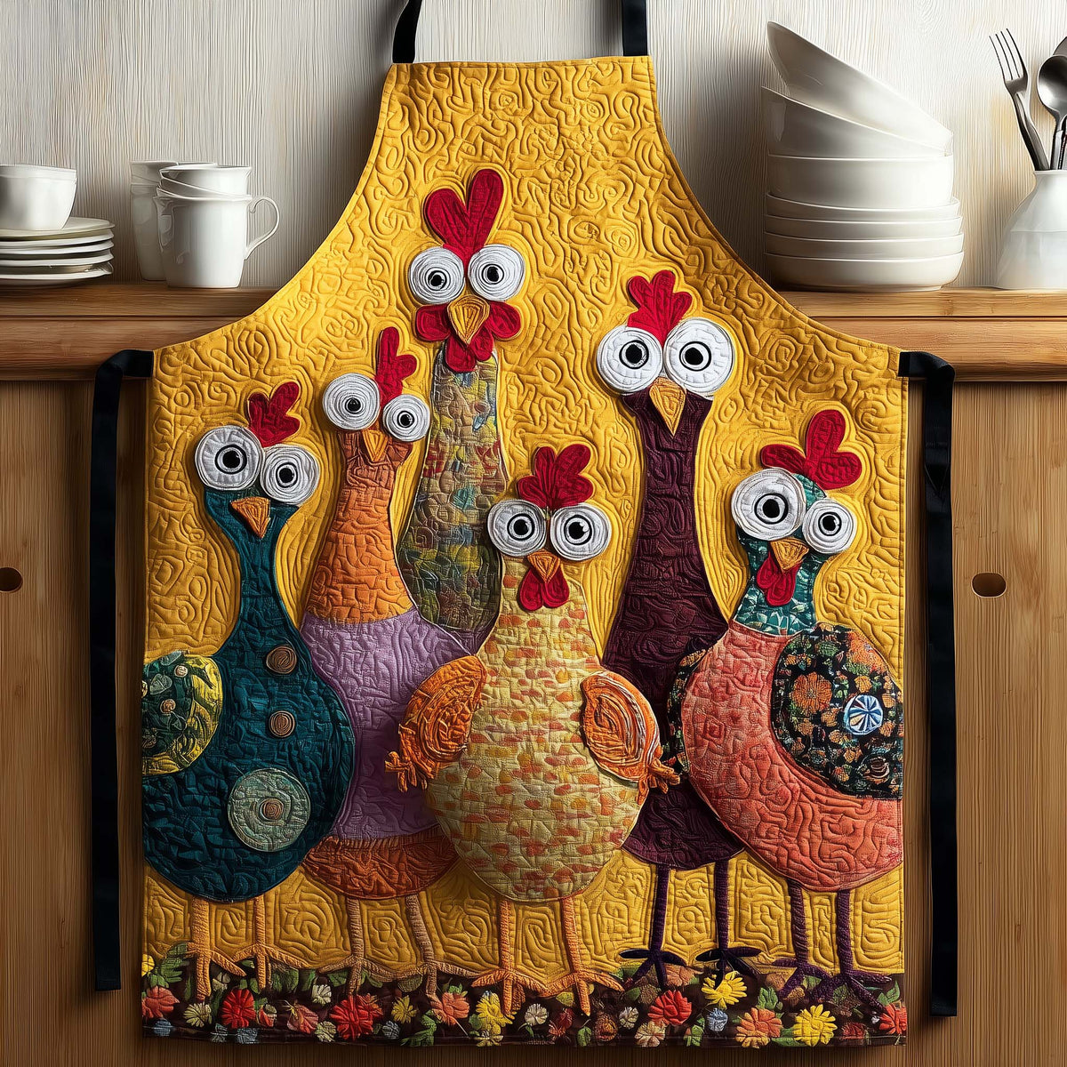 Wide-Eyed Hens quilted apron – wide-eyed hens