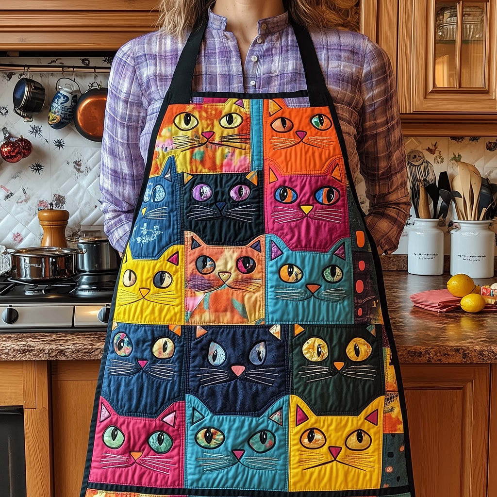 Cat Colour Blocks quilted apron – colour-block cats
