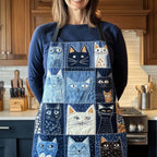 Denim Cat Squares quilted apron – denim cat squares