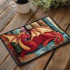Library Dragon quilted placemats – red dragon by bookshelves