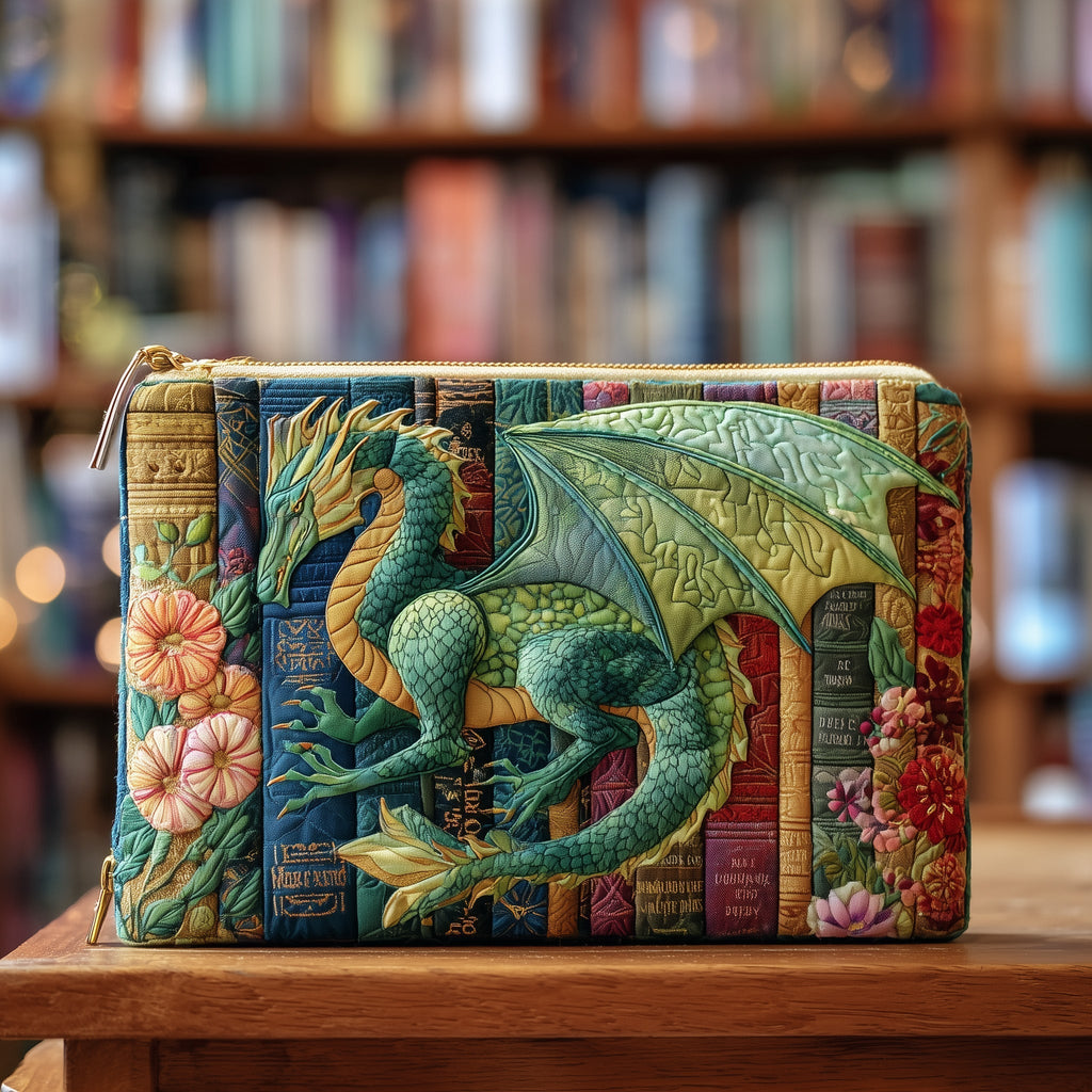 Jade Dragon Books quilted purse – jade dragon and books