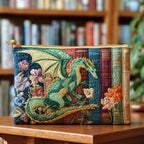 Emerald Dragon Garden quilted purse – green dragon with flowers