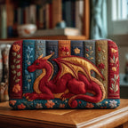 Red Dragon Library quilted purse – red dragon on books
