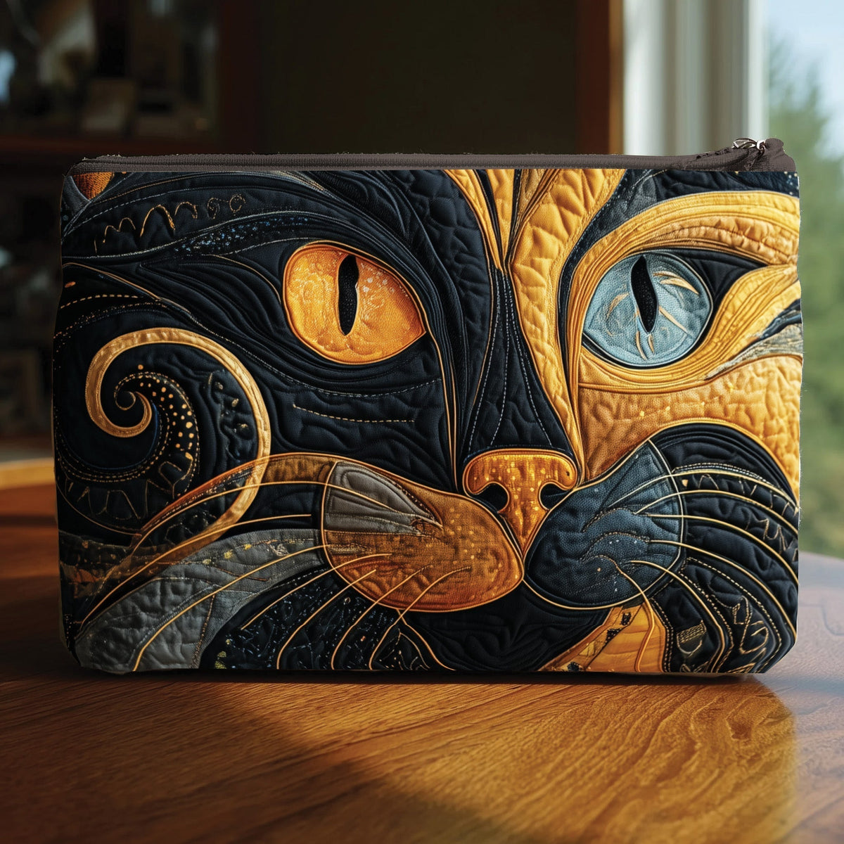 Swirl Eye Cat quilted purse – swirling black cat
