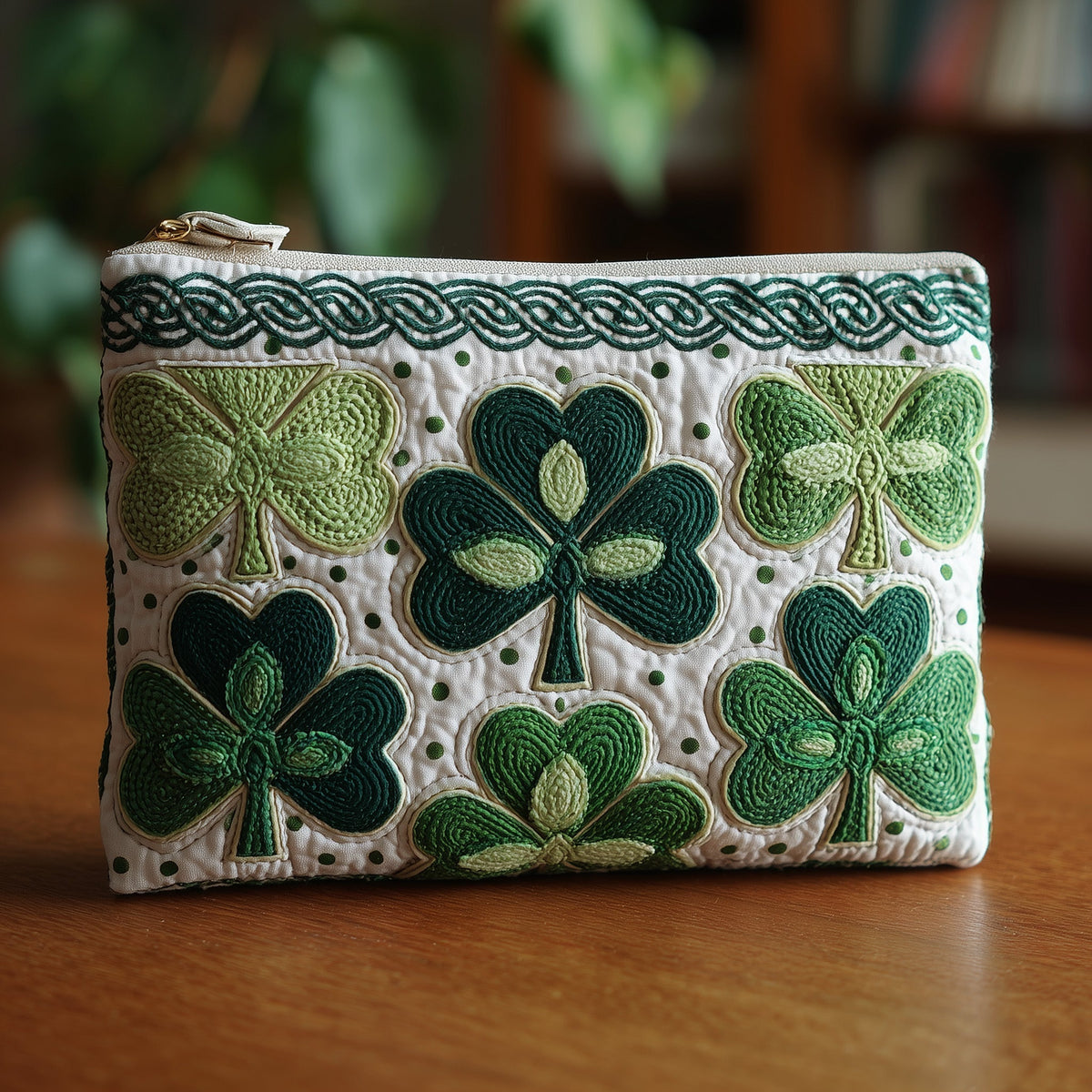 Shamrock Diamonds quilted purse – shamrocks and diamonds