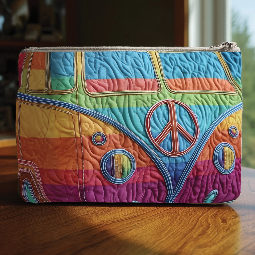 Pastel Peace Van quilted purse – pastel camper van