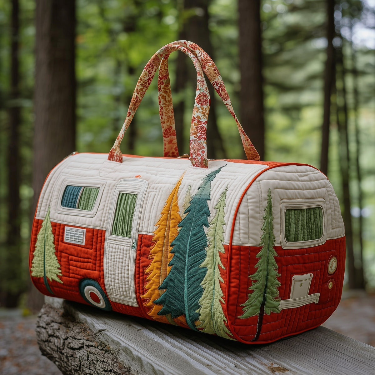 Red Pine Caravan quilted weekend bag – red caravan