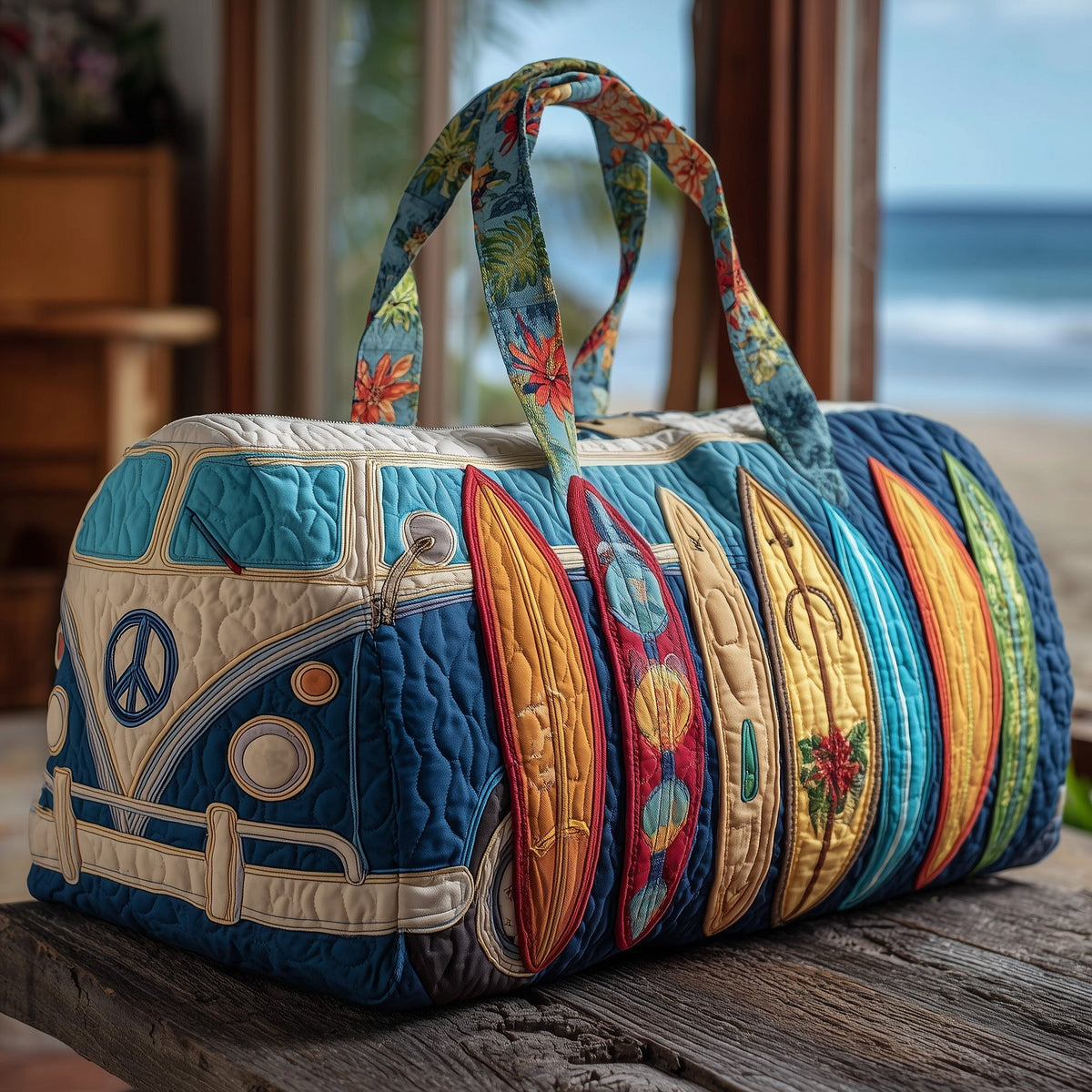 Surfboard Van quilted weekend bag – surfboard van