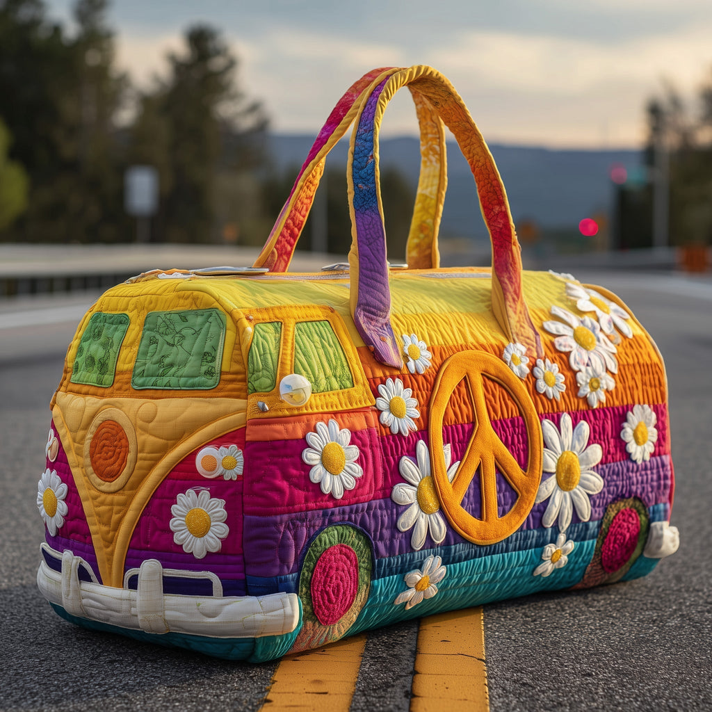 Hippie Daisy Van quilted weekend bag – daisy peace van