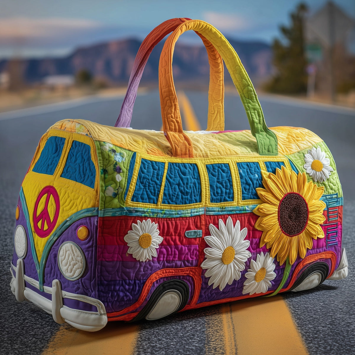 Purple Sunflower Van quilted weekend bag – sunflower peace van