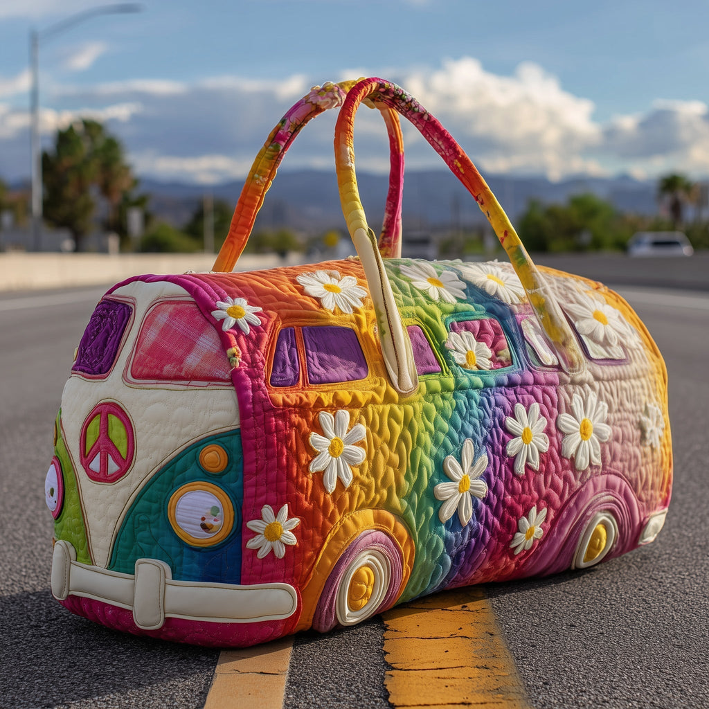 Rainbow Daisy Van quilted weekend bag – rainbow daisy van