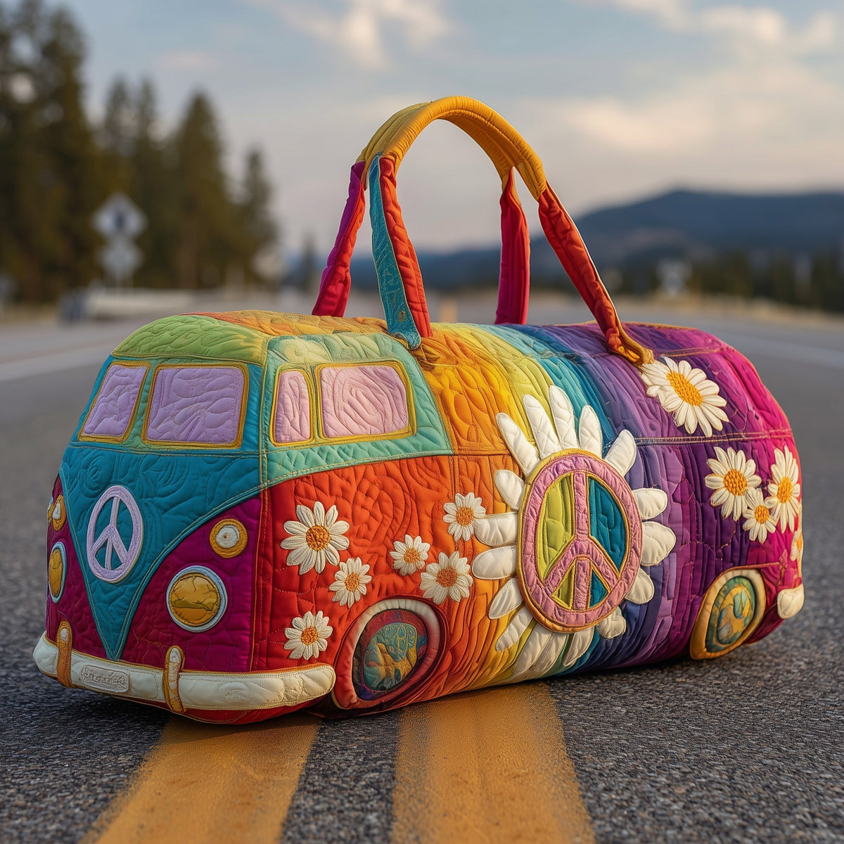 Peace Bloom Van quilted weekend bag – daisy peace van