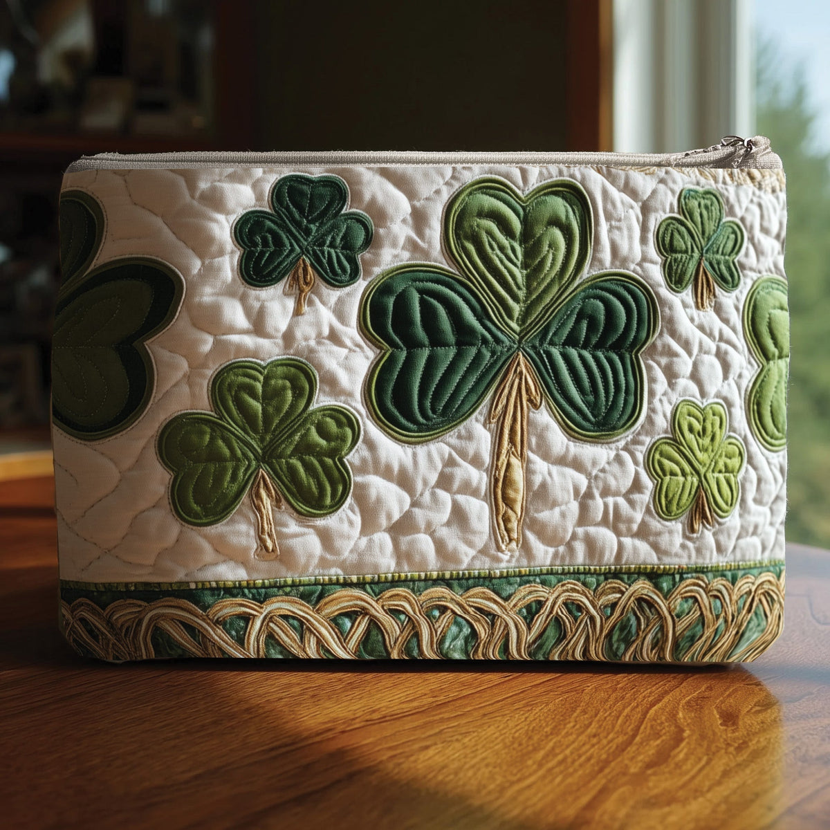 Irish Shamrock quilted purse – green shamrocks