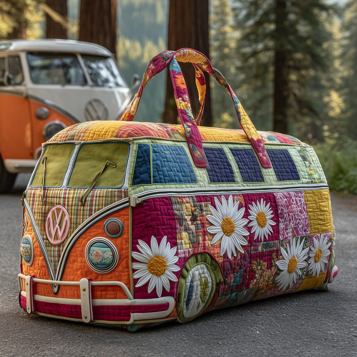 Daisy Patch Van quilted weekend bag – daisy camper van