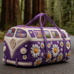 Lilac Daisy Van quilted weekend bag – purple daisy van