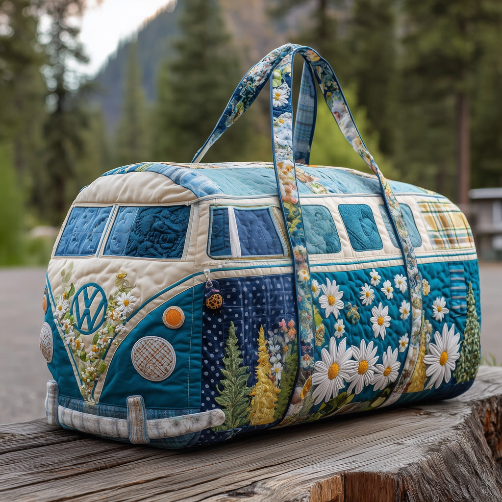 Blue Daisy Van quilted weekend bag – blue daisy van