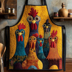 Rooster Gang quilted apron – gang of roosters
