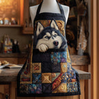 Patchwork Husky quilted apron – husky on patchwork