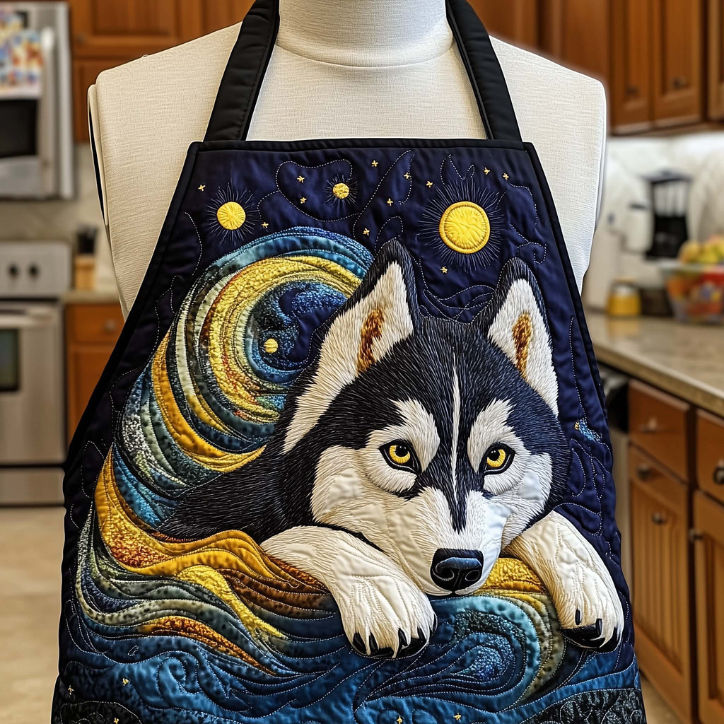 Moonlit Husky quilted apron – husky under the moon