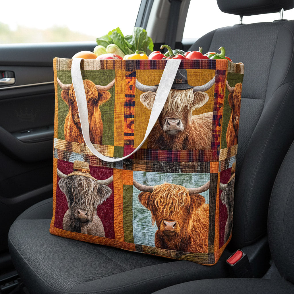 Highland Mosaic quilted shopping bag – highland cow mosaic