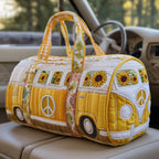 Yellow Sunflower Van quilted weekend bag – yellow camper van