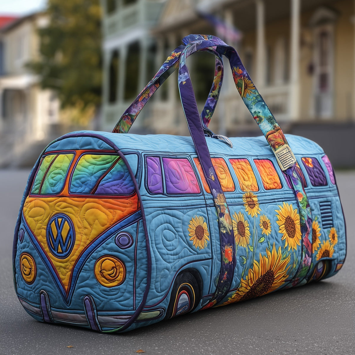 Blue Sunflower Van quilted weekend bag – blue sunflower van