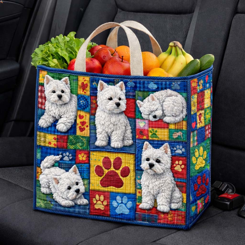 Westie Charm quilted shopping bag – westie patchwork
