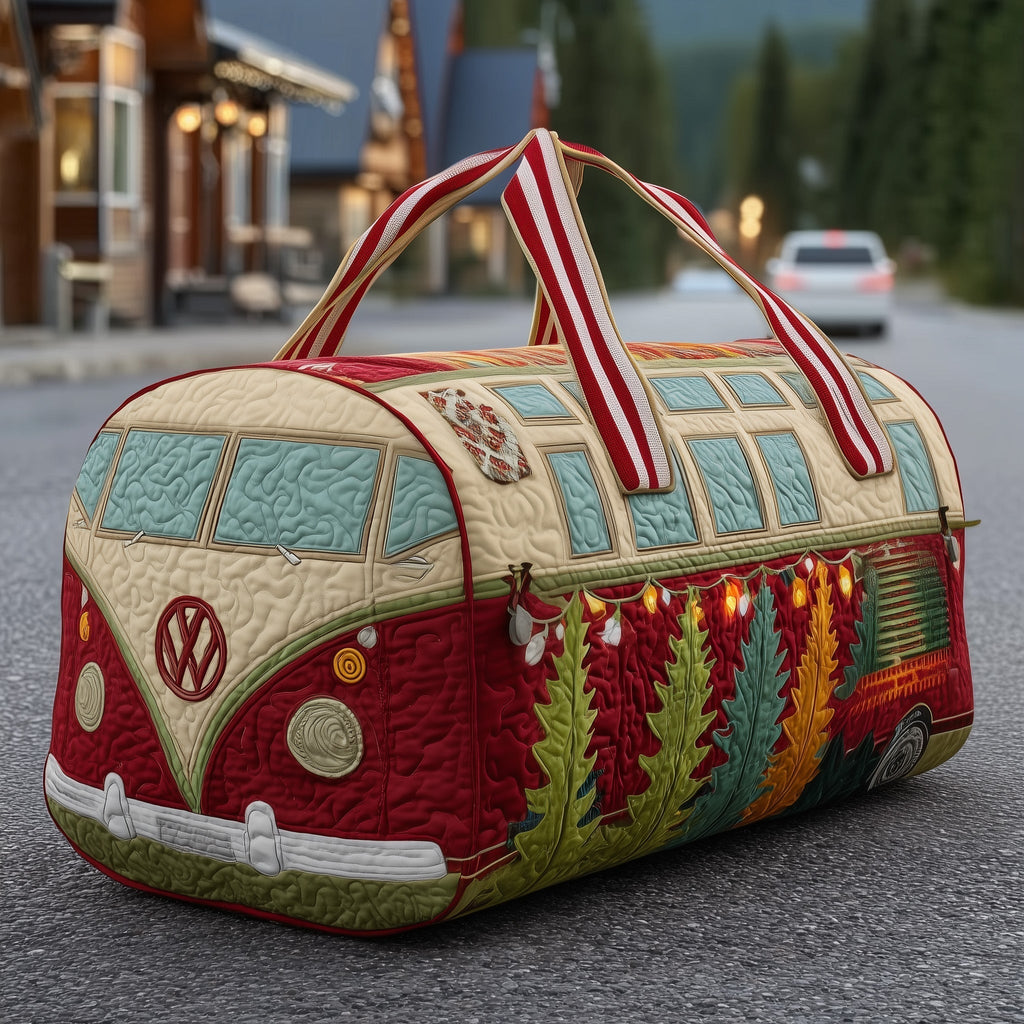 Christmas Hippie Van quilted weekend bag – holly camper van