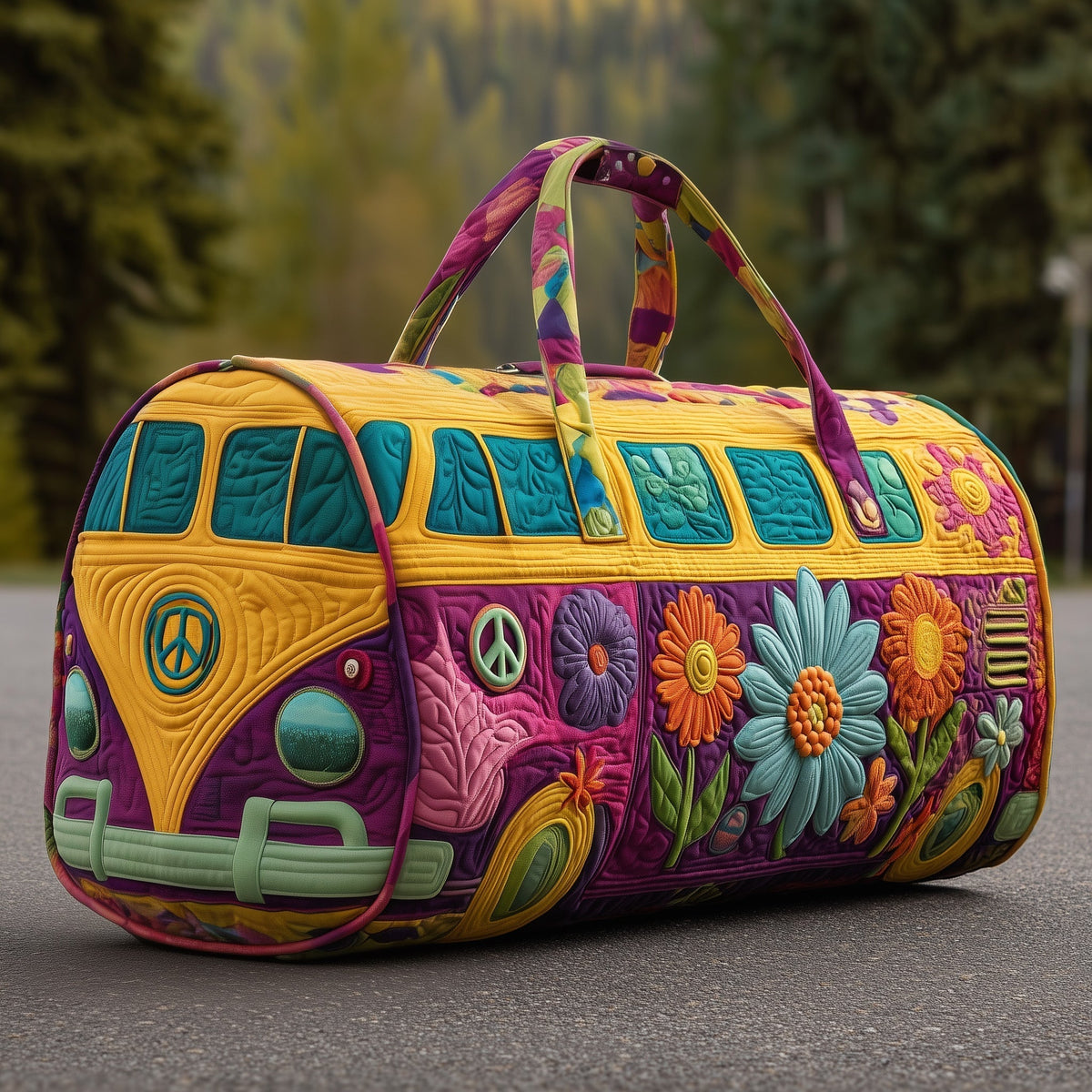Magenta Bloom Van quilted weekend bag – magenta flower van