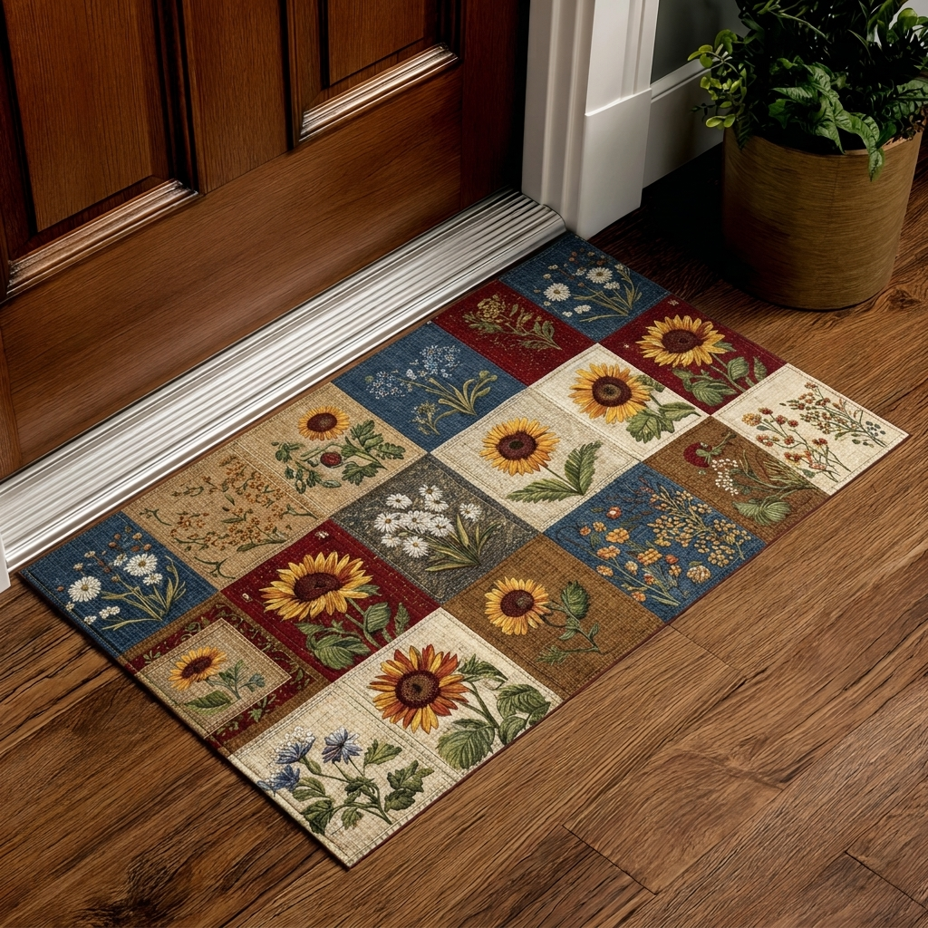 Sunflower Mosaic Garden doormat – sunflower patchwork