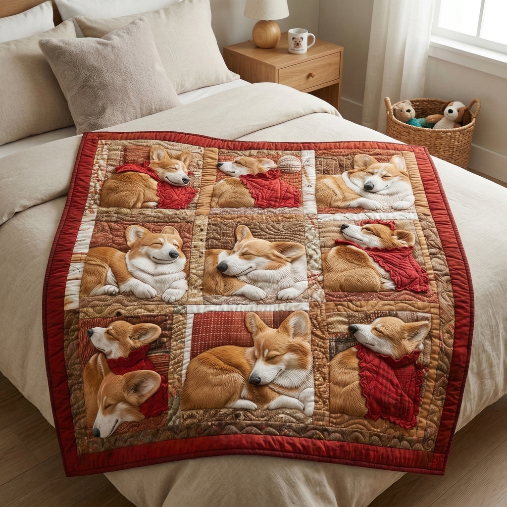 Quilted Throw - Sleeping Corgis – view 4