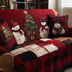 Buffalo Check Snowmen quilted sofa cover – snowmen with buffalo check