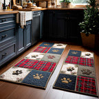 Tartan Paw Prints kitchen mat set – paw prints on tartan