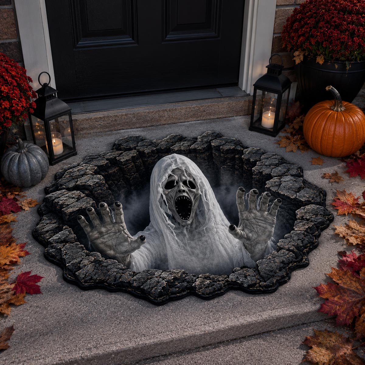 Ghostly Abyss shaped doormat – ghost in pit