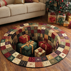 Gift Illusion round rug – presents in a well